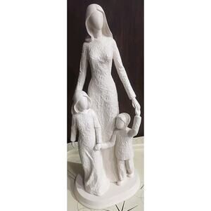 Vintage Mother & Children Statue Gift Figurine Ivory Mom Large 15" Neutral Decor